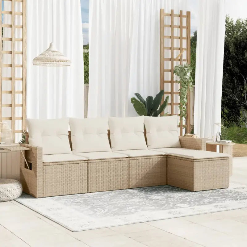 Lounge Tuinset in Beige van Gepoedercoat Staal met Afmetingen - Tuinsets