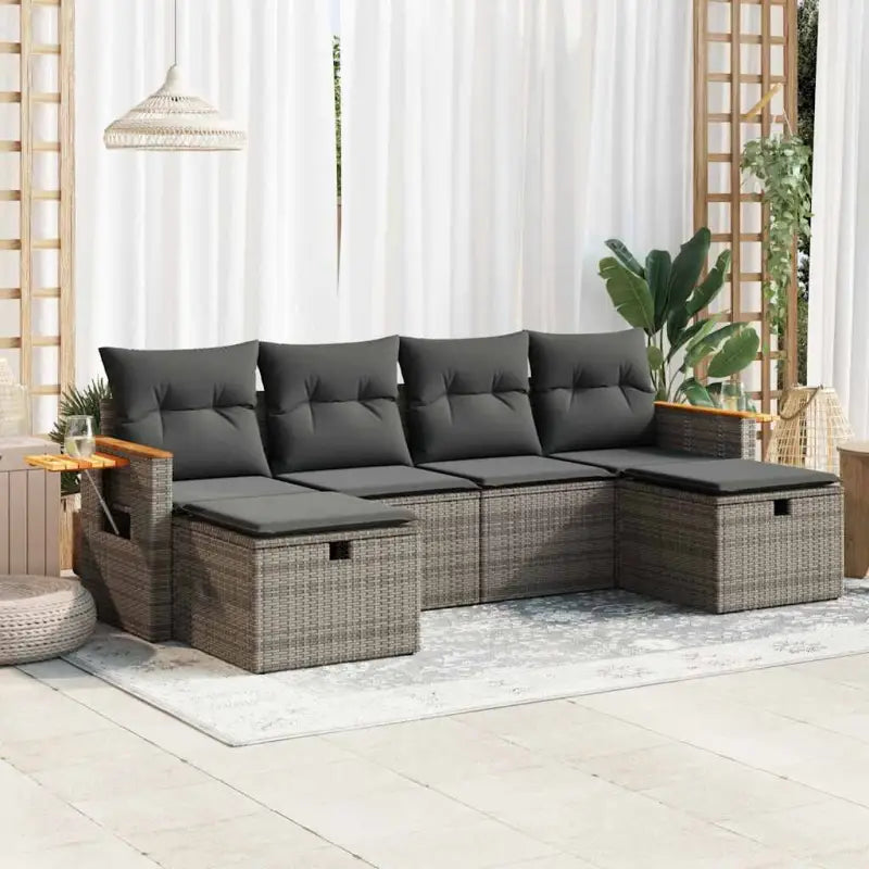 Lounge Tuinset in Gemengd Beige met Gepoedercoat Staal Afmetingen - Grijs / met opbergruimte - Tuinsets