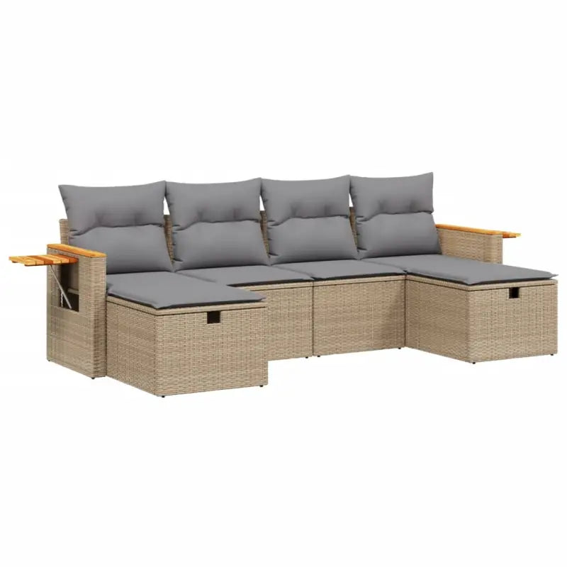 Lounge Tuinset in Gemengd Beige met Gepoedercoat Staal Afmetingen - Tuinsets