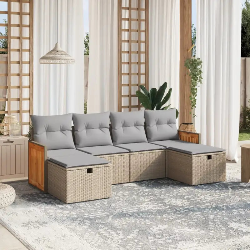 Lounge tuinset in gemengd beige met gepoedercoat staal en afmetingen - Gemengd beige / zonder opbergruimte - Tuinsets