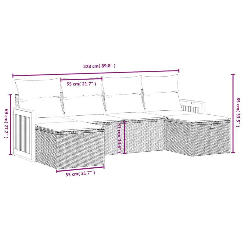 Lounge tuinset in gemengd beige met gepoedercoat staal en afmetingen - Tuinsets