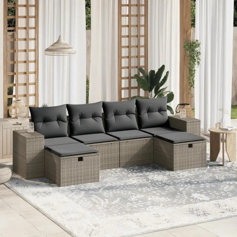 Lounge Tuinset in Gemengd Beige met Gepoedercoat Staal - Lichtgrijs / zonder opbergruimte - Tuinsets