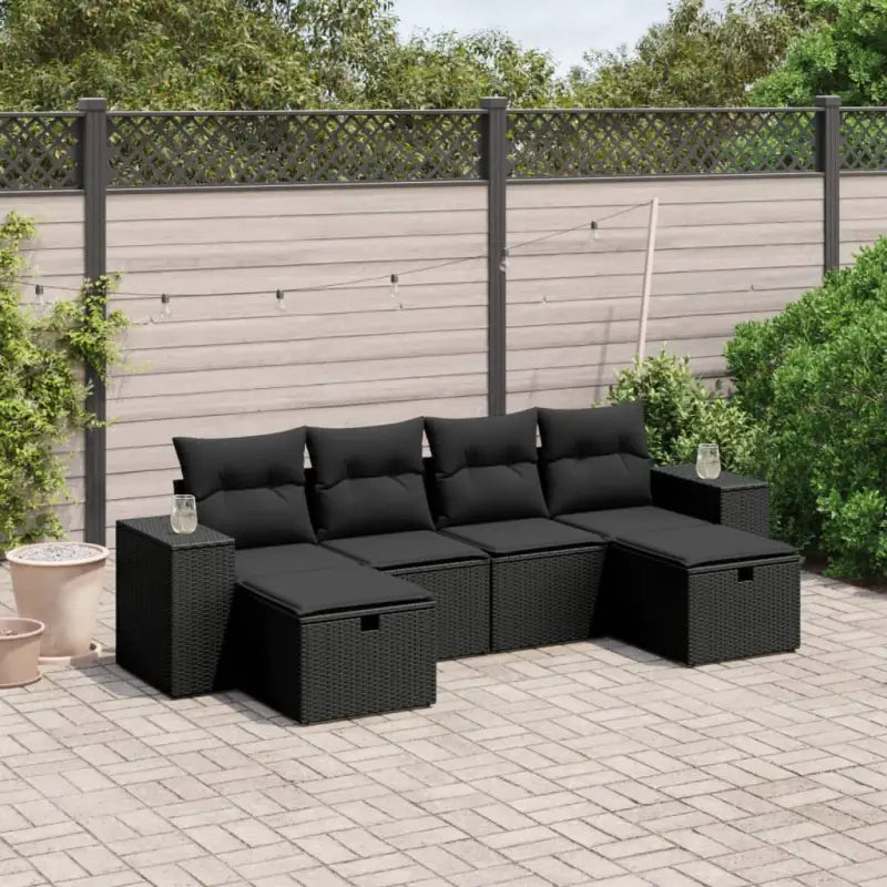 Lounge Tuinset in Gemengd Beige met Gepoedercoat Staal - Zwart / zonder opbergruimte - Tuinsets