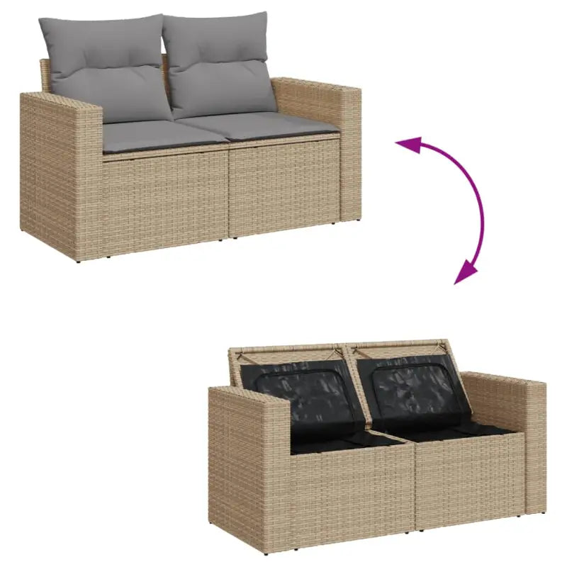 Lounge tuinset in gemengd beige met waterdichte tas voor buitengebruik - Tuinsets
