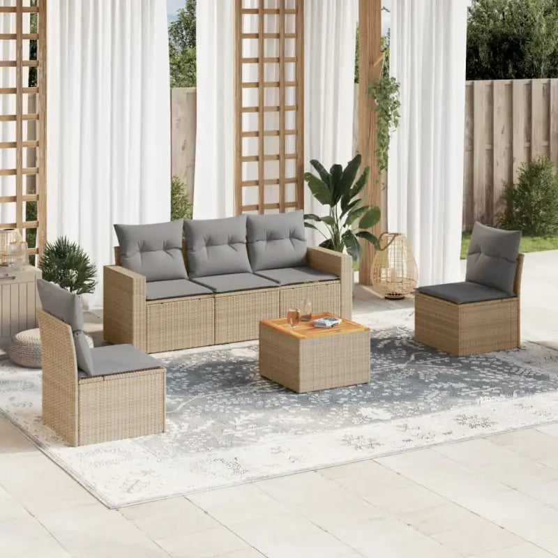 Lounge tuinset in gemengd beige met waterdichte tas voor buitengebruik - beige mix en lichtgrijs - Tuinsets