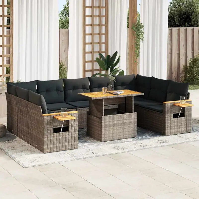 Lounge tuinset in grijs materiaal met gepoedercoat staal en comfortabele afmetingen - Grijs / met opbergruimte