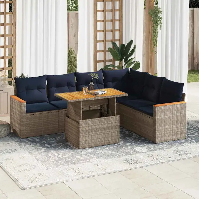 Lounge tuinset in grijs materiaal met gepoedercoat staal afmetingen - Grijs / met opbergruimte - Tuinsets