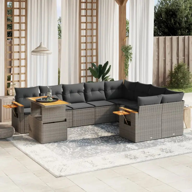 Lounge Tuinset in Grijs Materiaal met Gepoedercoat Staal - Tuinsets