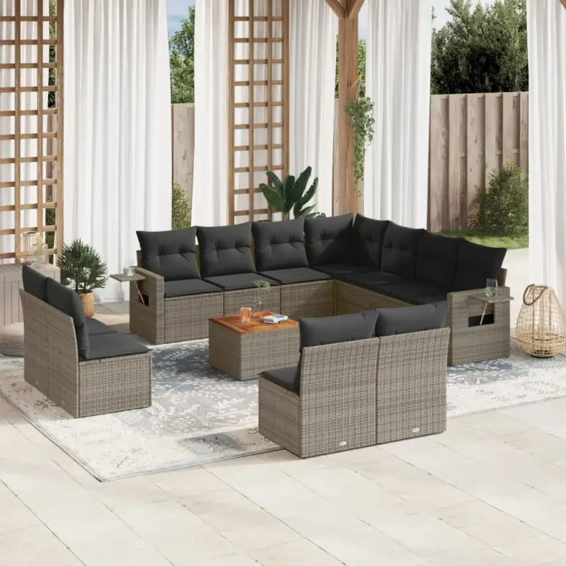 Lounge tuinset in grijs materiaal met gepoedercoat staalafmetingen - Grijs - Tuinsets