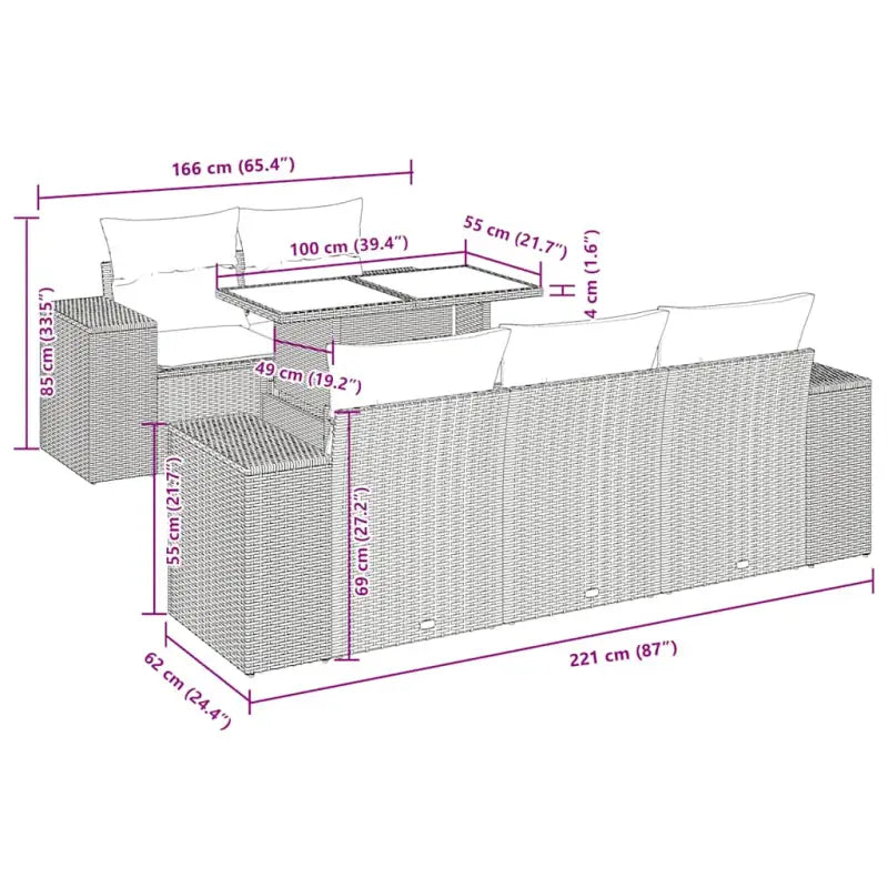 Lounge Tuinset in Grijs Materiaal met Waterdichte Tas en Gepoedercoat Staal - Grijs - Tuinsets
