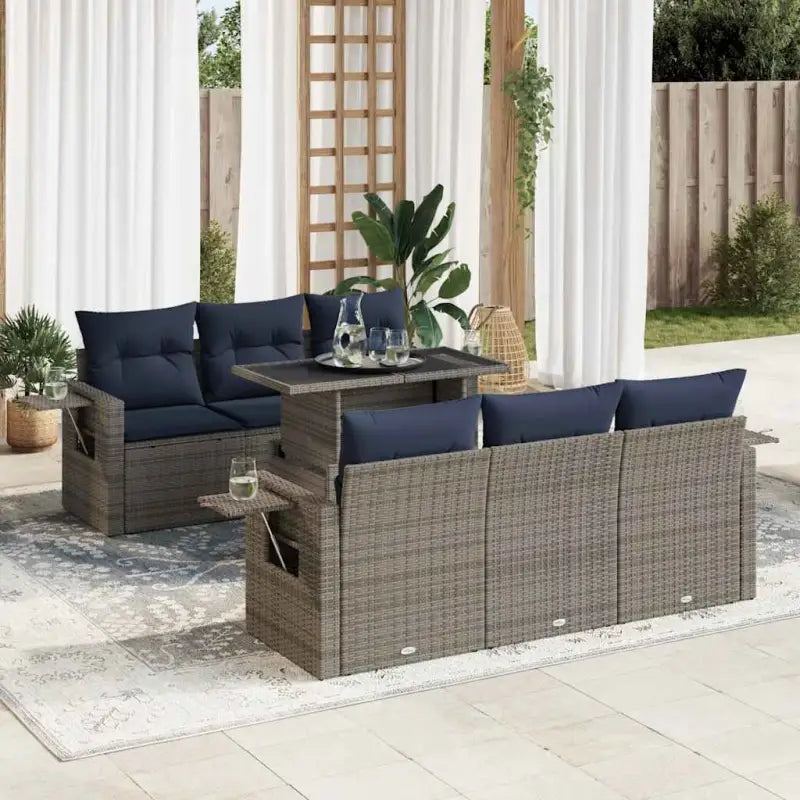 Lounge Tuinset in Grijs Materiaal met Waterdichte Tas en Gepoedercoat Staal - Grijs - Tuinsets