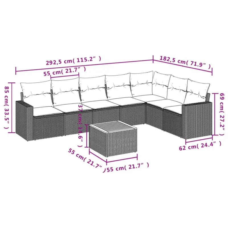Lounge Tuinset in Grijs Materiaal met Waterdichte Tas en Gepoedercoat Staal - Tuinsets