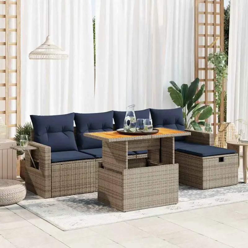 Lounge tuinset in grijs materiaal met waterdichte tas en gepoedercoat staal - Grijs / met opbergruimte - Tuinsets