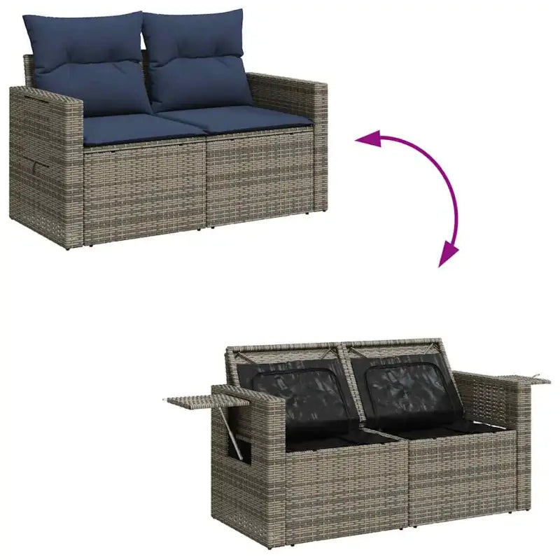 Lounge Tuinset in Grijs Materiaal met Waterdichte Tas en Gepoedercoat Staal - Grijs - Tuinsets