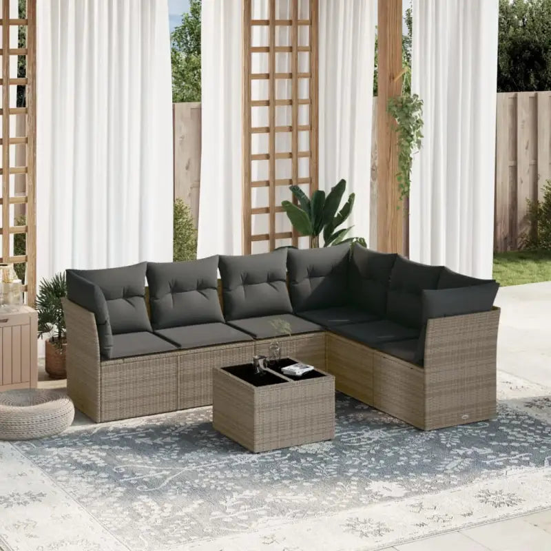 Lounge Tuinset in Grijs Materiaal met Waterdichte Tas en Gepoedercoat Staal - Tuinsets