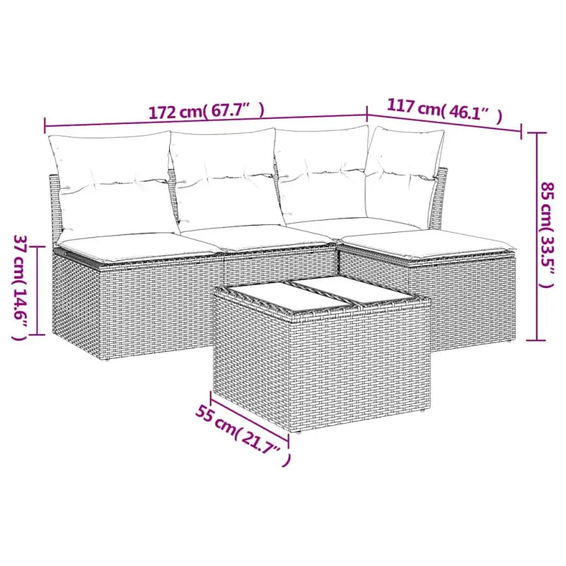 Lounge Tuinset in Grijs Materiaal met Waterdichte Tas en Gepoedercoat Staal - Tuinsets