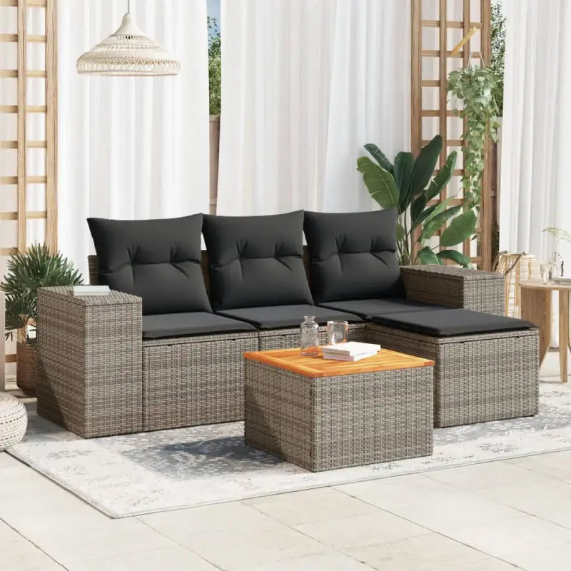 Lounge Tuinset in Grijs Materiaal met Waterdichte Tas en Gepoedercoat Staal - Tuinsets