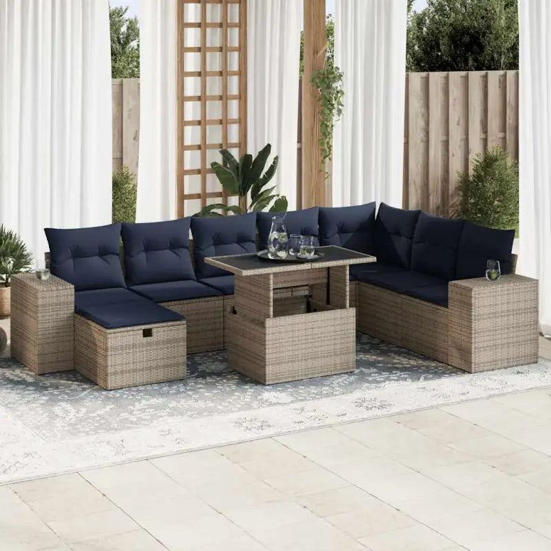 Lounge Tuinset in Grijs Materiaal met Waterdichte Tas en Gepoedercoat Staal - Grijs / met opbergruimte - Tuinsets