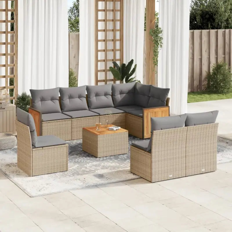 Lounge tuinset in grijs materiaal met waterdichte zak en gepoedercoat staal - Beige en grijs / Met tafel - Tuinsets