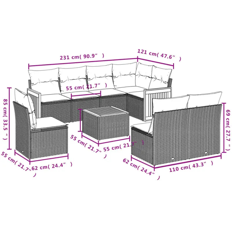 Lounge tuinset in grijs materiaal met waterdichte zak en gepoedercoat staal - Tuinsets