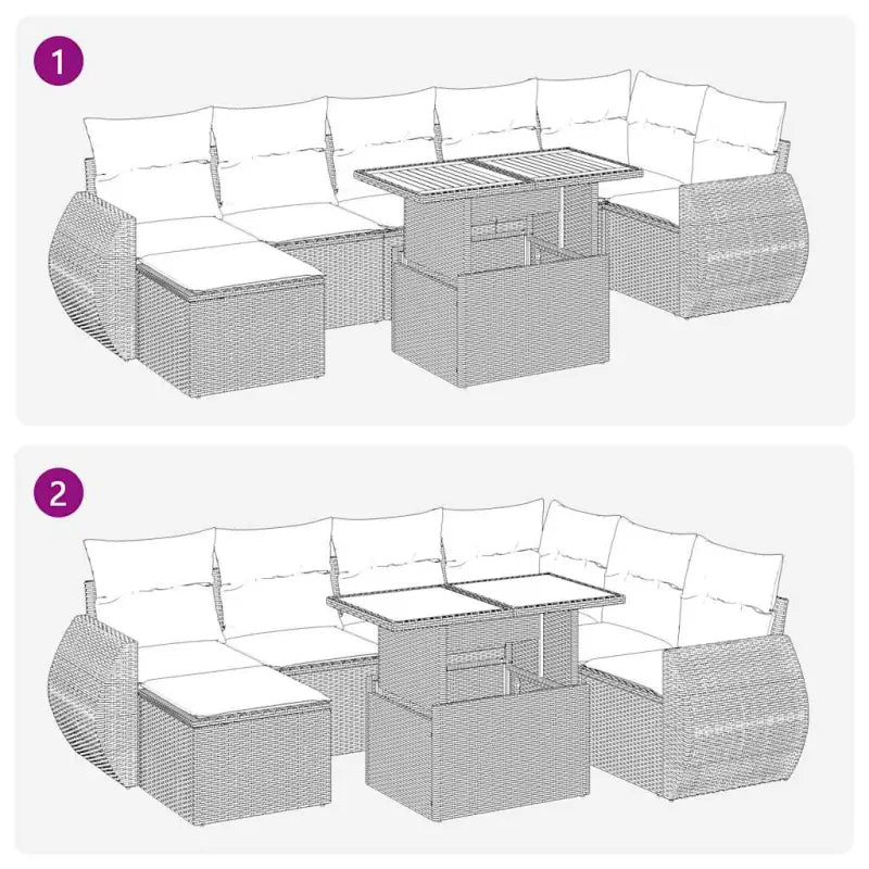 Lounge Tuinset in Grijs met Waterdichte Tas en Gepoedercoat Staal - Grijs / met opbergruimte - Tuinsets
