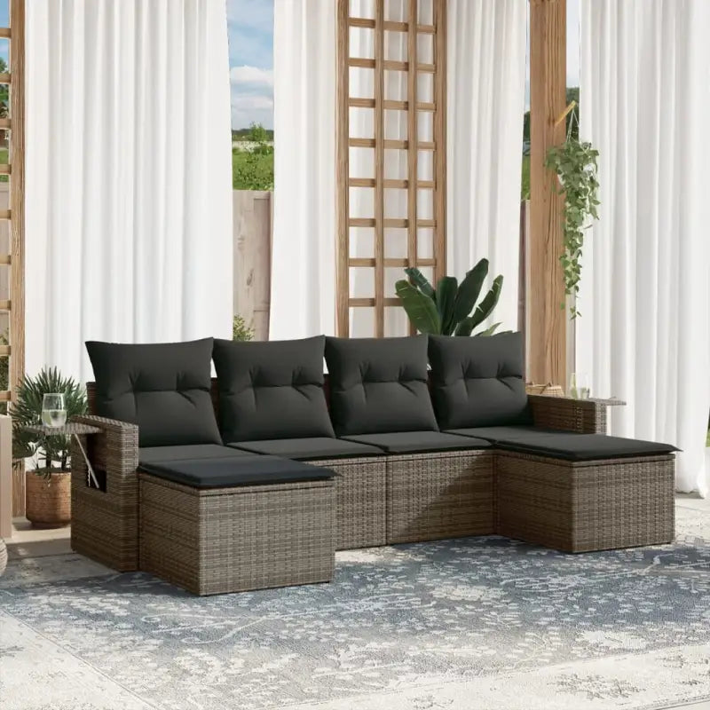 Lounge tuinset in zwart materiaal met gepoedercoat staal en afmetingen - Grijs / Zonder tafel - Tuinsets