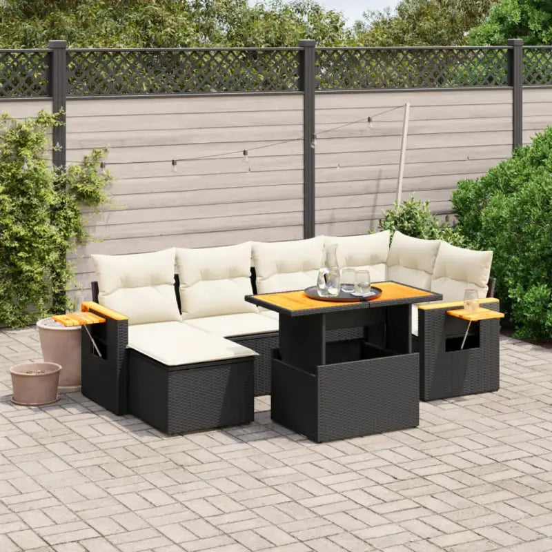Lounge Tuinset in Zwart Materiaal met Gepoedercoat Staal Afmetingen - Zwart en crème / zonder opbergruimte - Tuinsets