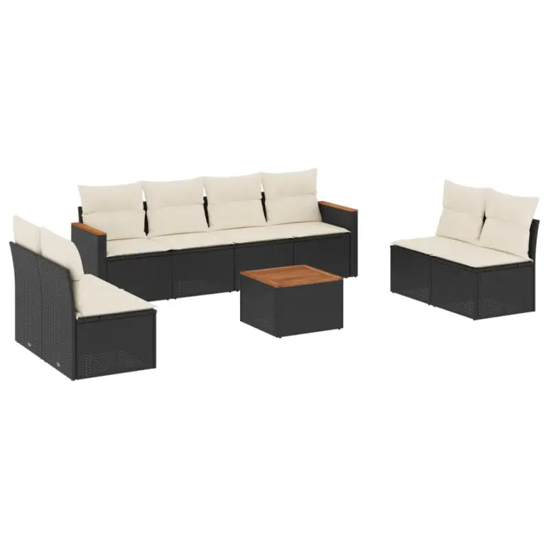 Lounge tuinset in zwart materiaal met gepoedercoat staal en poly rattan - Tuinsets