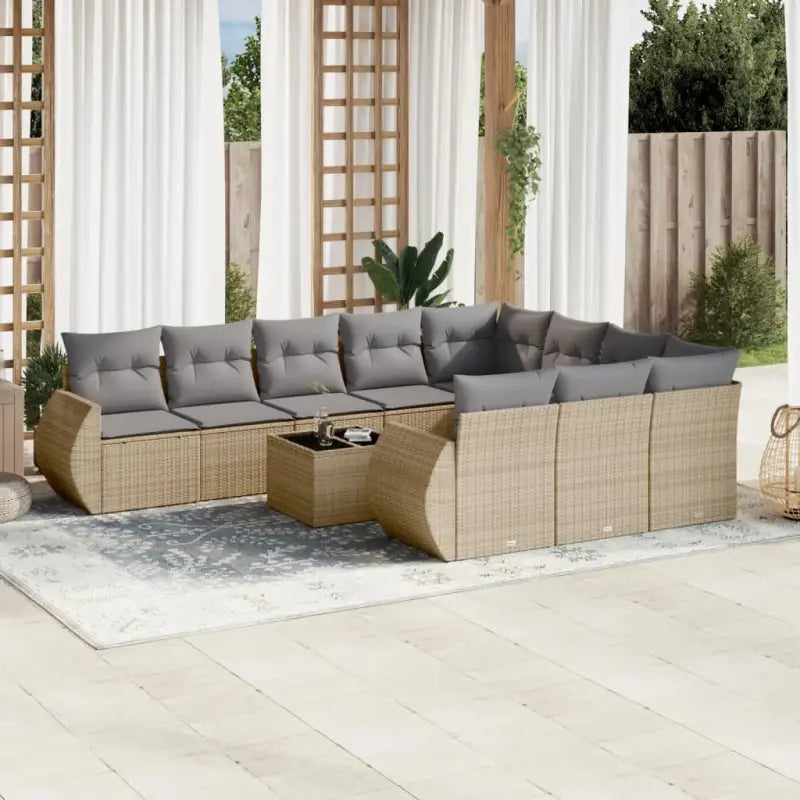 Lounge Tuinset in Zwart Materiaal met Waterdichte Tas en Gepoedercoat Staal - beige en lichtgrijs / Met tafel - Tuinsets