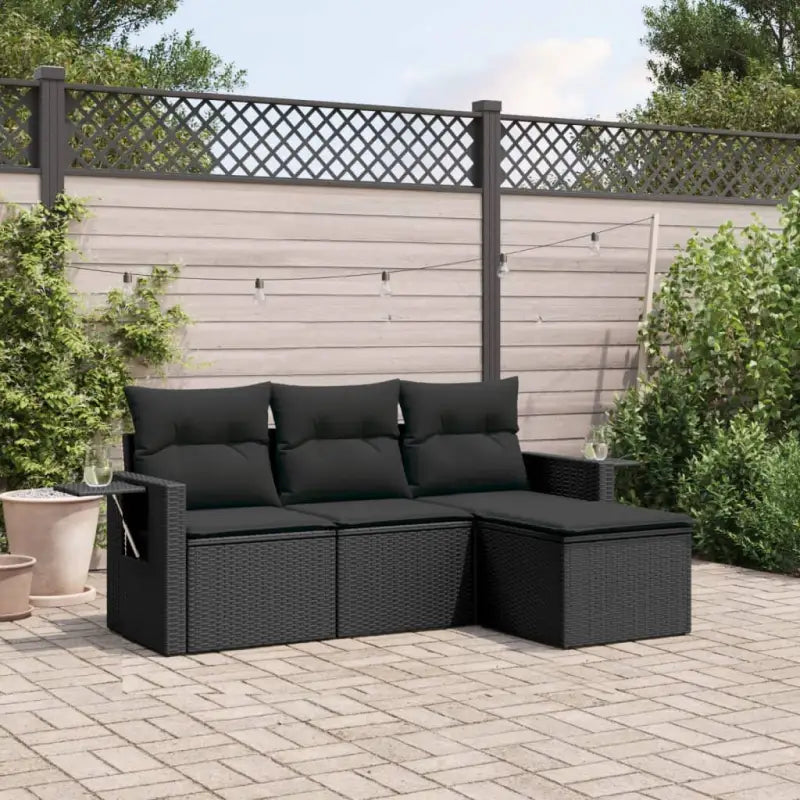 Lounge Tuinset in Zwart Materiaal met Waterdichte Tas en Gepoedercoat Staal - Zwart / Zonder tafel - Tuinsets