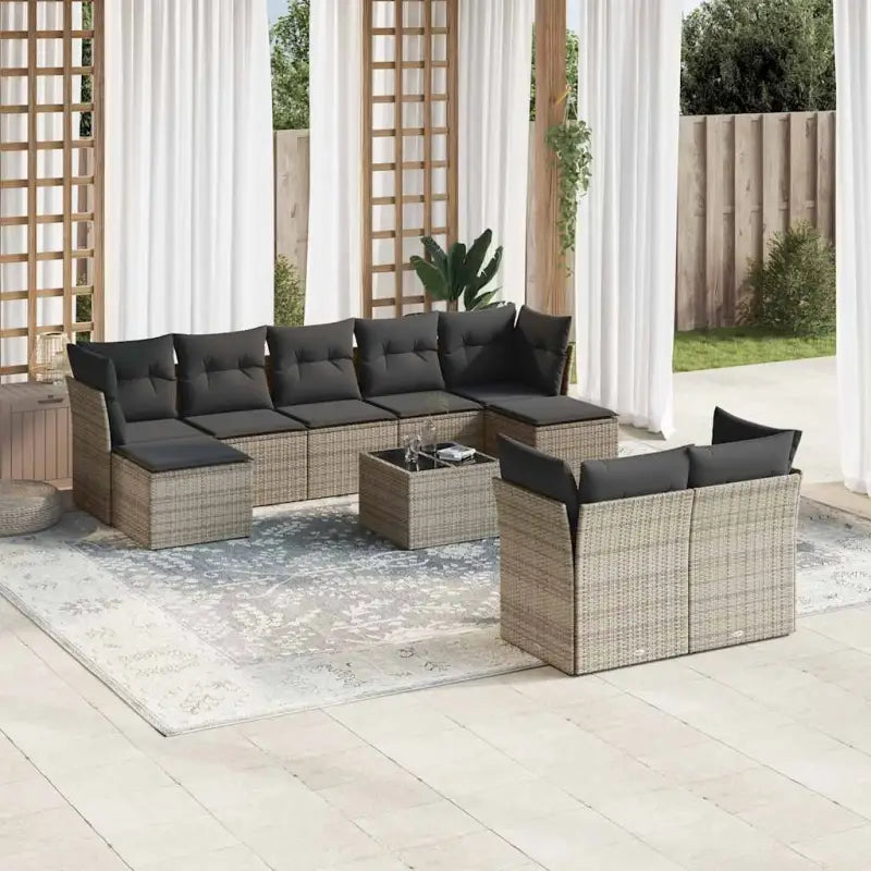 Lounge Tuinset in Zwart met Waterdichte Tas en Gepoedercoat Staal - Grijs / Met tafel - Tuinsets