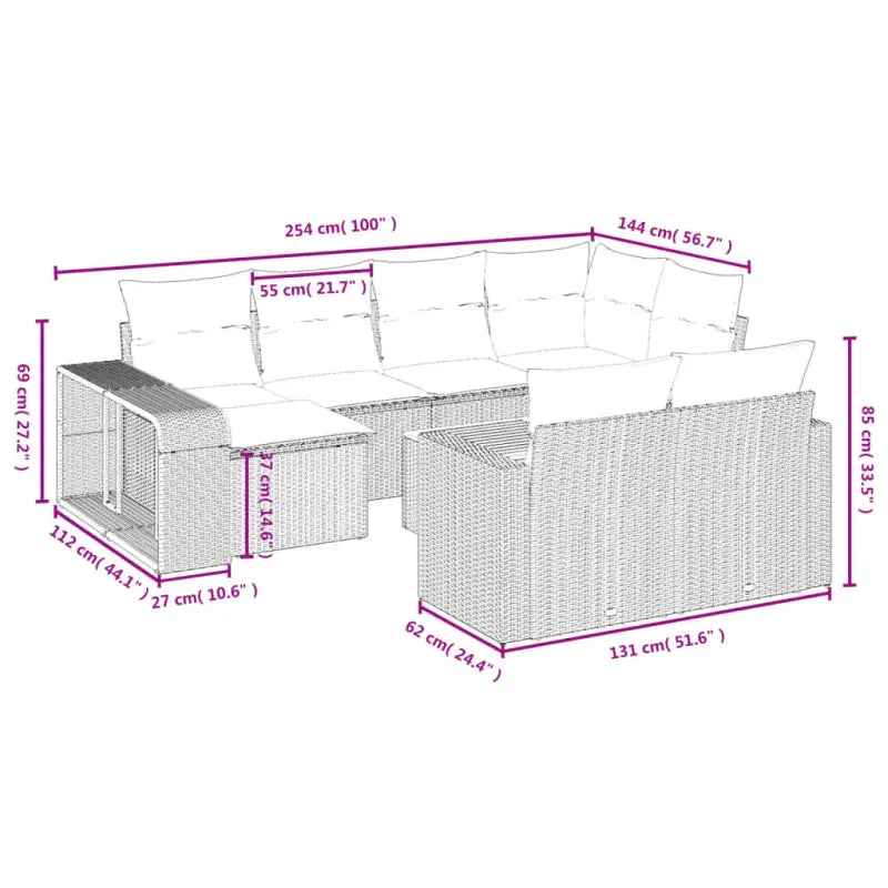 Lounge tuinset met beige materiaal en gepoedercoat staal afmetingen - Tuinsets
