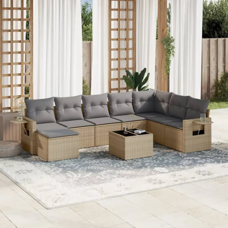 Lounge tuinset met beige materiaal en gepoedercoat staal afmetingen - Beige en grijs / Zonder tafel - Tuinsets
