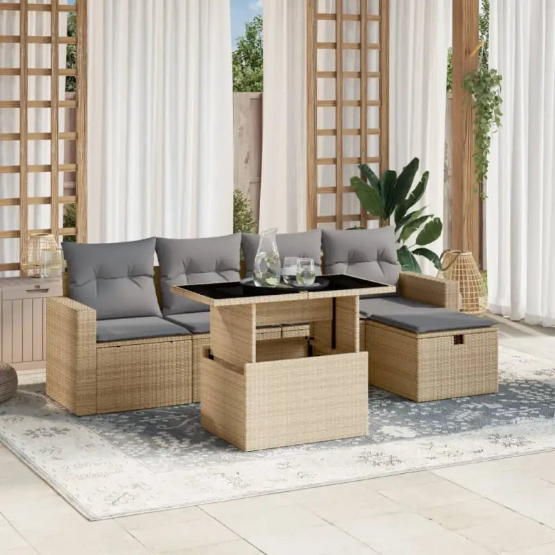 Lounge tuinset met beige materiaal en gepoedercoat staal afmetingen - Beige en grijs / zonder opbergruimte - Tuinsets