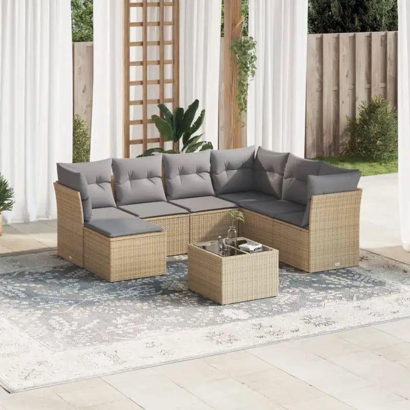 Lounge tuinset met beige materiaal en gepoedercoat staal afmetingen - Beige en grijs / Zonder tafel - Tuinsets
