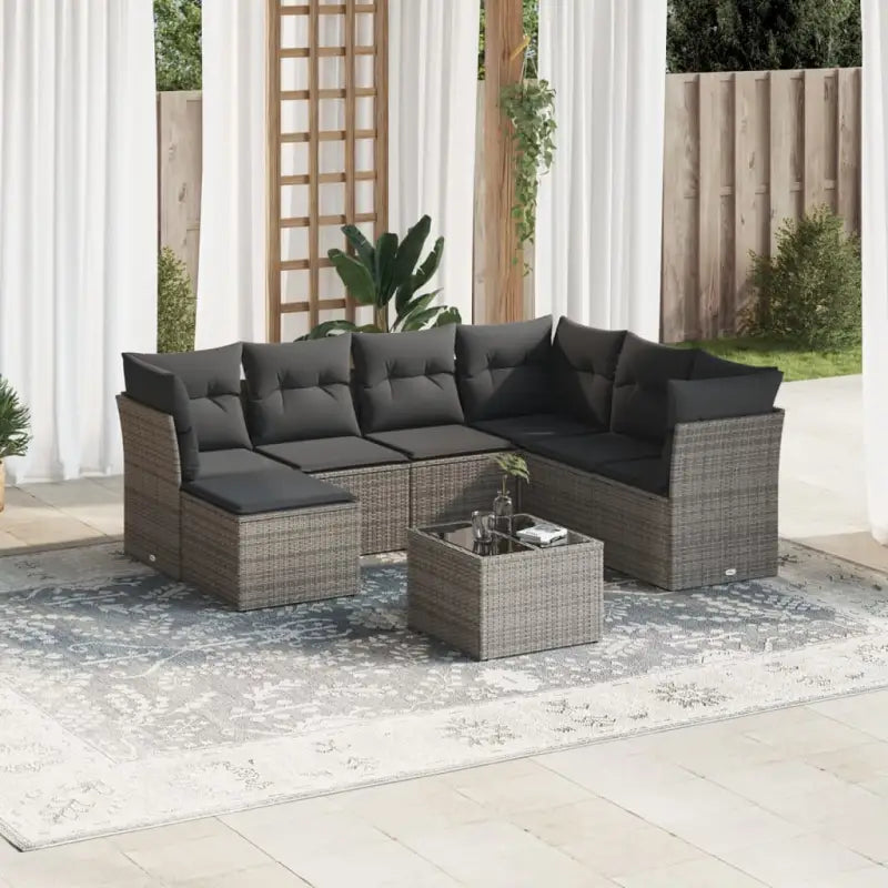 Lounge tuinset met beige materiaal en gepoedercoat staal afmetingen - Grijs / Zonder tafel - Tuinsets