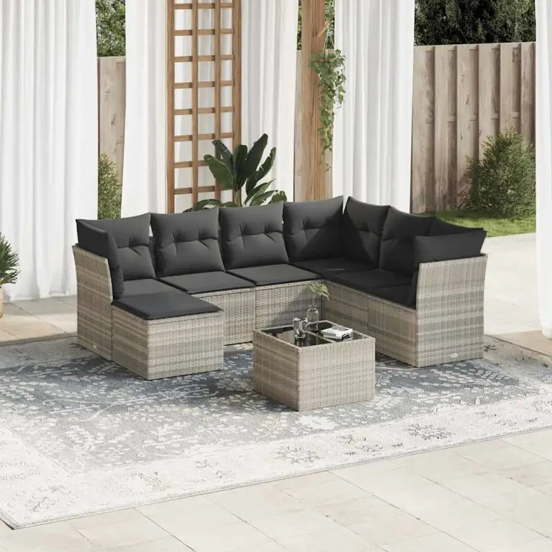 Lounge tuinset met beige materiaal en gepoedercoat staal afmetingen - Lichtgrijs / Zonder tafel - Tuinsets