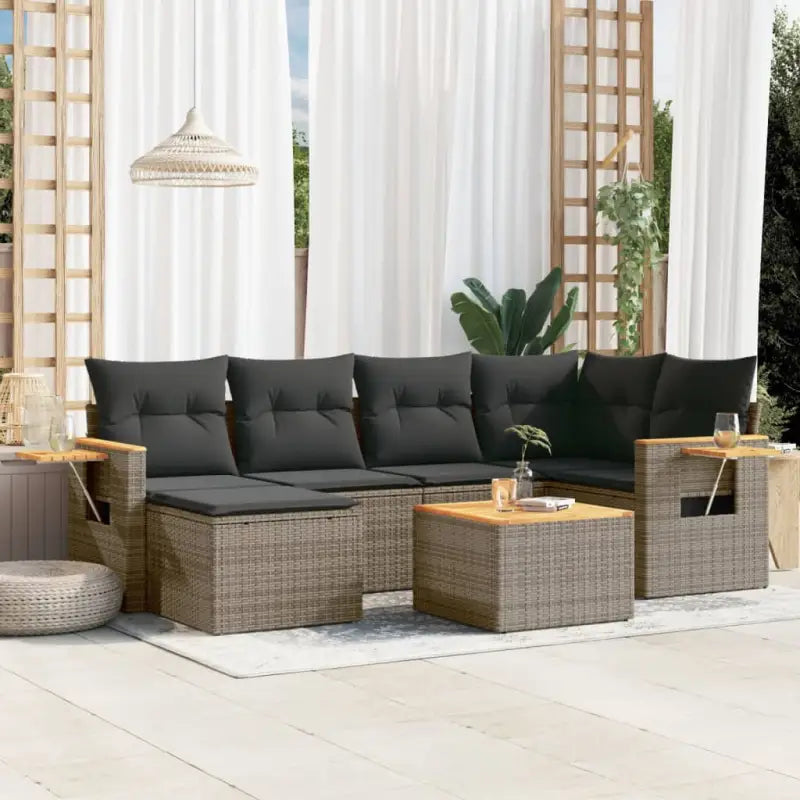 Lounge tuinset met beige materiaal en gepoedercoat staal afmetingen - Grijs / Met tafel - Tuinsets