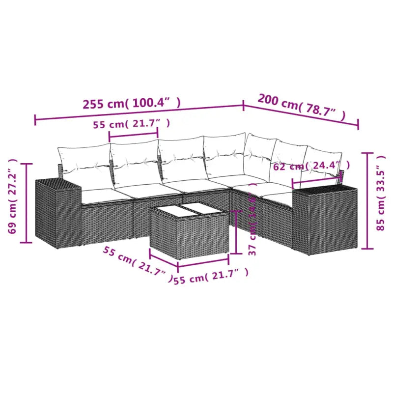 Lounge tuinset met beige materiaal en gepoedercoat staal afmetingen - Tuinsets