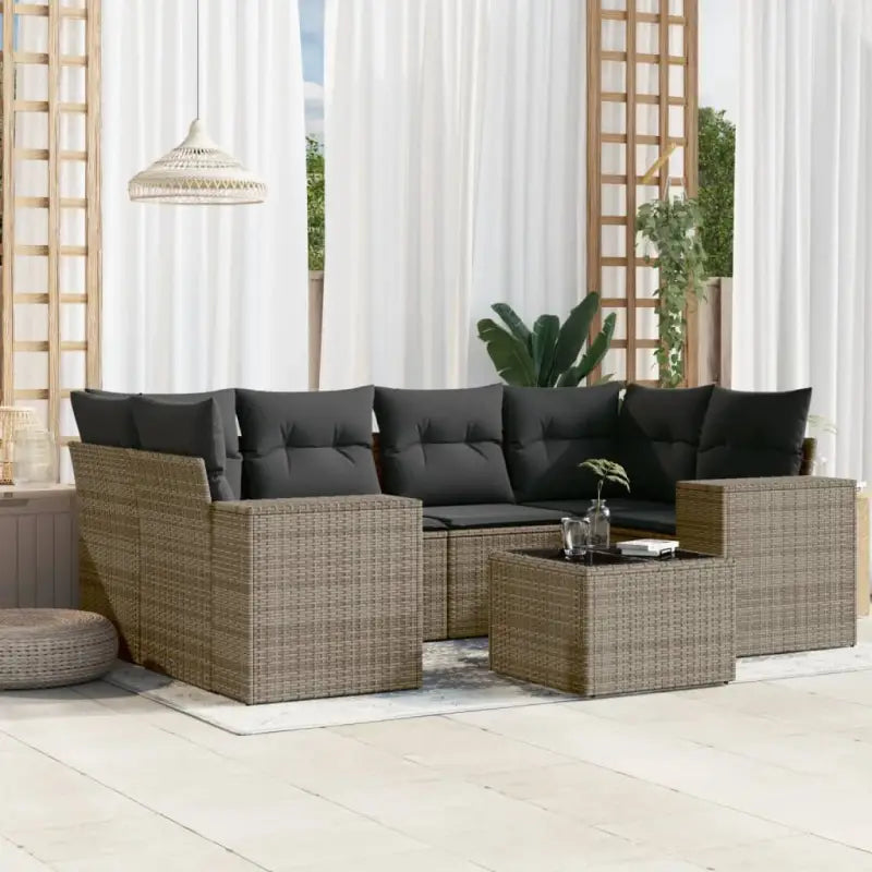 Lounge tuinset met beige materiaal en gepoedercoat staal afmetingen - grijs en donkergrijs - Tuinsets