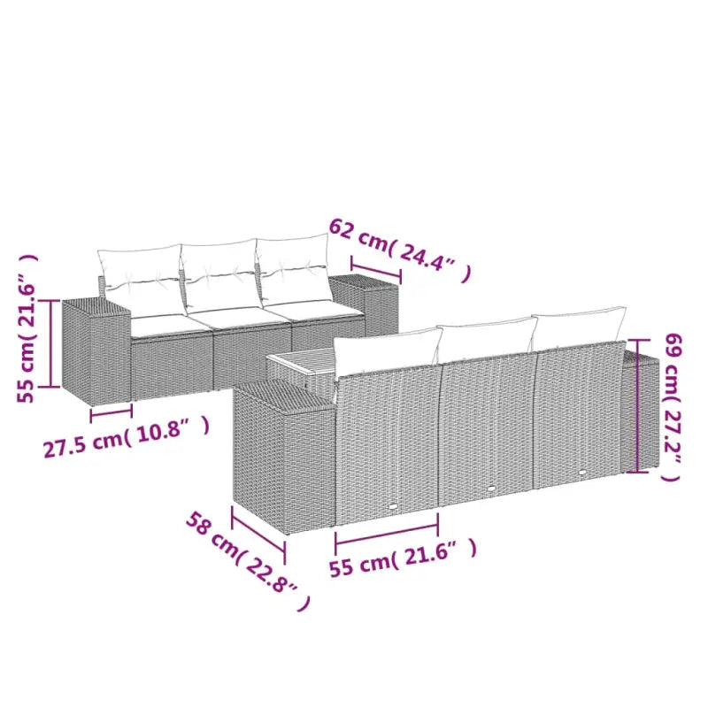 Lounge tuinset met beige materiaal en gepoedercoat staal afmetingen - Tuinsets