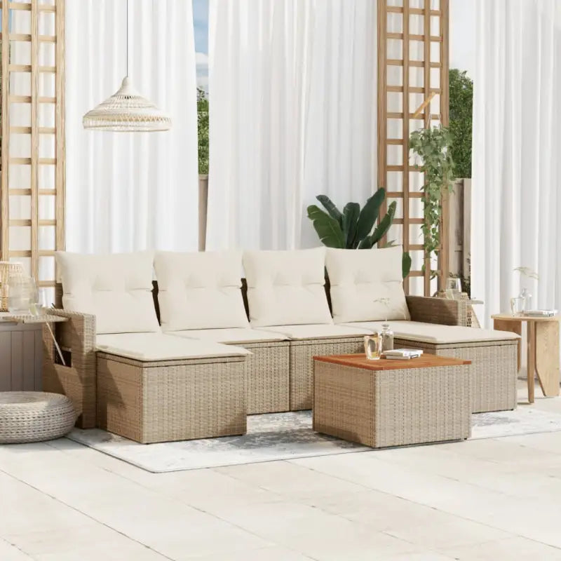 Lounge tuinset met beige materiaal en gepoedercoat staal afmetingen - beige en crèmekleurig - Tuinsets