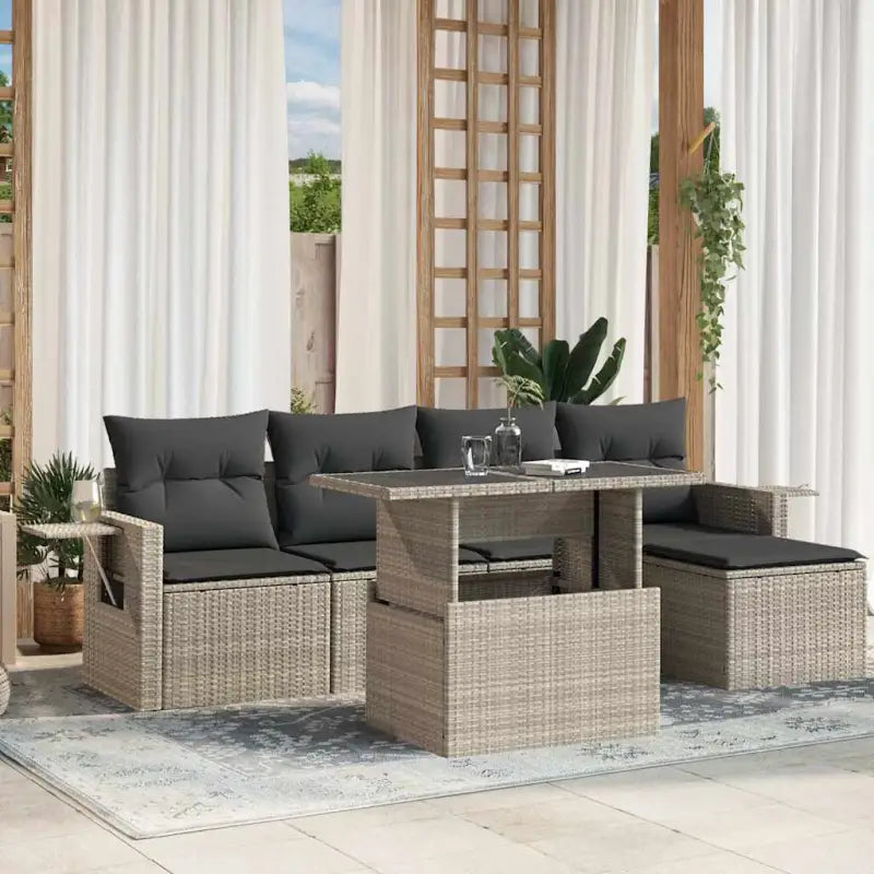 Lounge tuinset met beige materiaal en gepoedercoat staal afmetingen - Lichtgrijs / zonder opbergruimte - Tuinsets