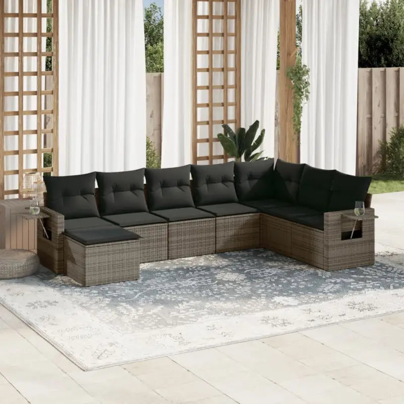 Lounge tuinset met beige materiaal en gepoedercoat staal afmetingen - Grijs / Met tafel - Tuinsets