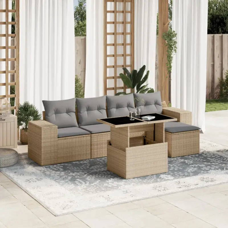 Lounge tuinset met beige materiaal en gepoedercoat staal afmetingen - Tuinsets