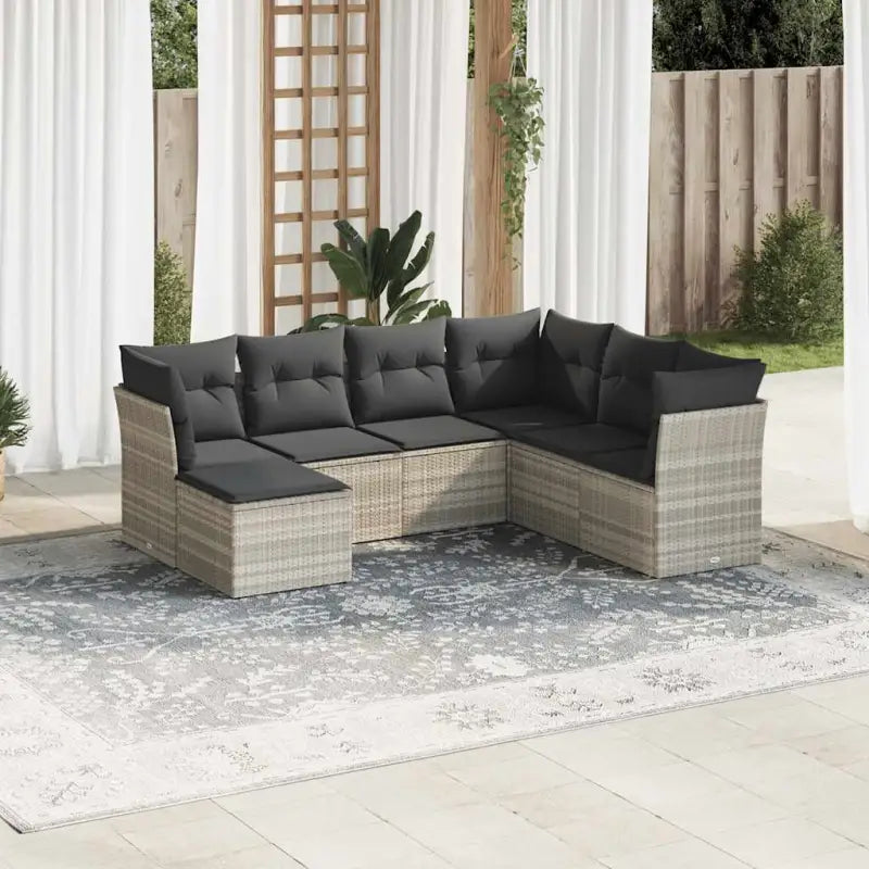 Lounge tuinset met beige materiaal en gepoedercoat staal afmetingen - Lichtgrijs / Met tafel - Tuinsets