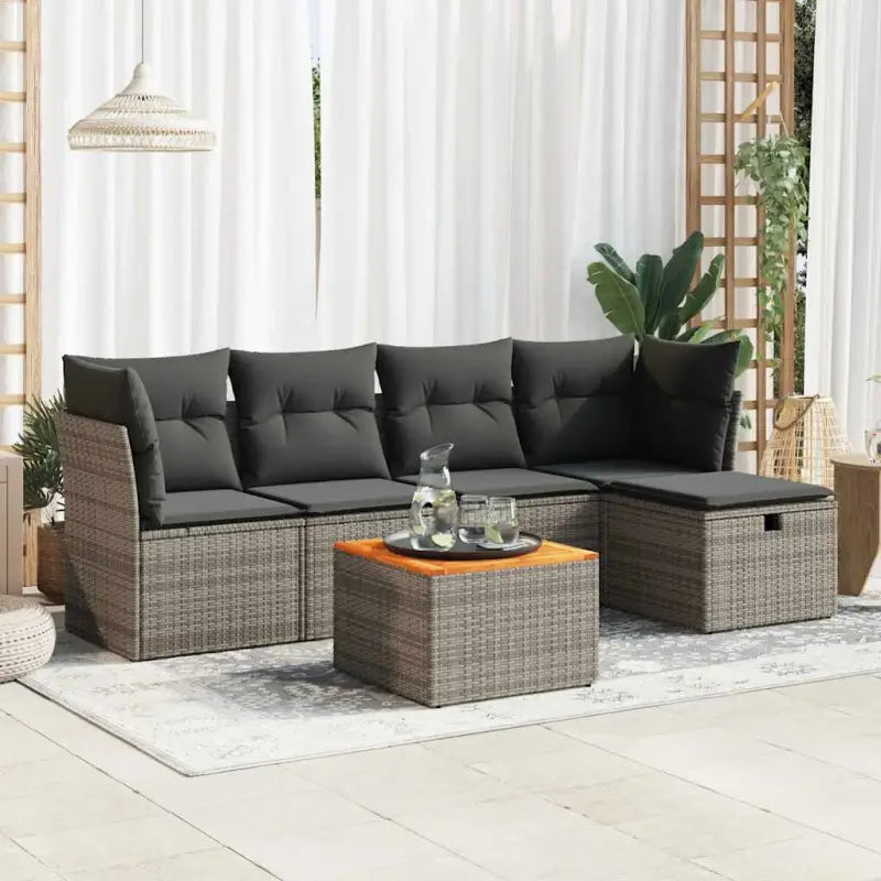 Lounge tuinset met beige materiaal en gepoedercoat staal afmetingen - Grijs / met opbergruimte - Tuinsets