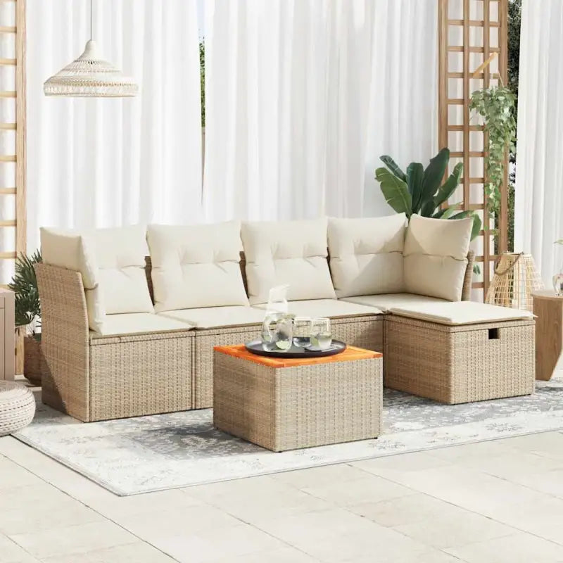 Lounge tuinset met beige materiaal en gepoedercoat staal afmetingen - beige en crèmekleurig / met opbergruimte