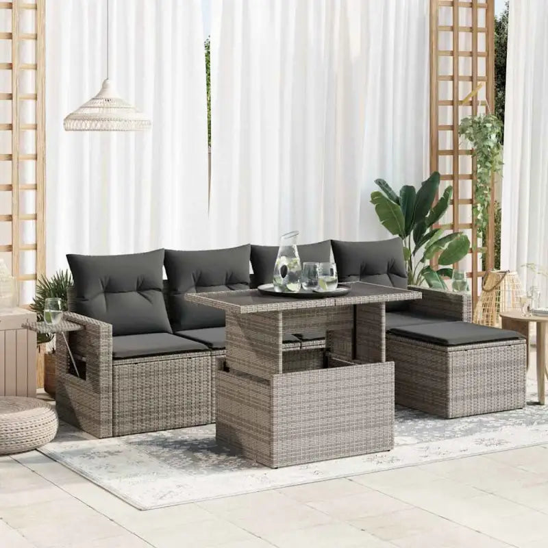 Lounge tuinset met beige materiaal en gepoedercoat staal afmetingen - Grijs / met opbergruimte - Tuinsets