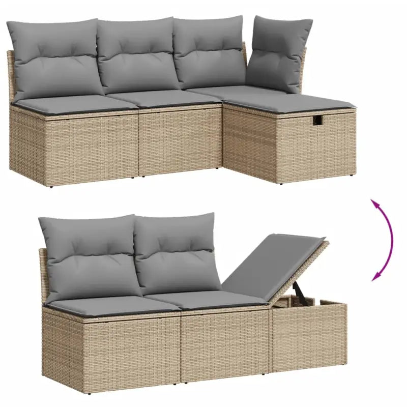 Lounge tuinset met beige materiaal en gepoedercoat staal afmetingen - Tuinsets